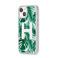 Personalised Palm Monstera Leaf Tropical Print iPhone 14 Glitter Tough Case Starlight Angled Image