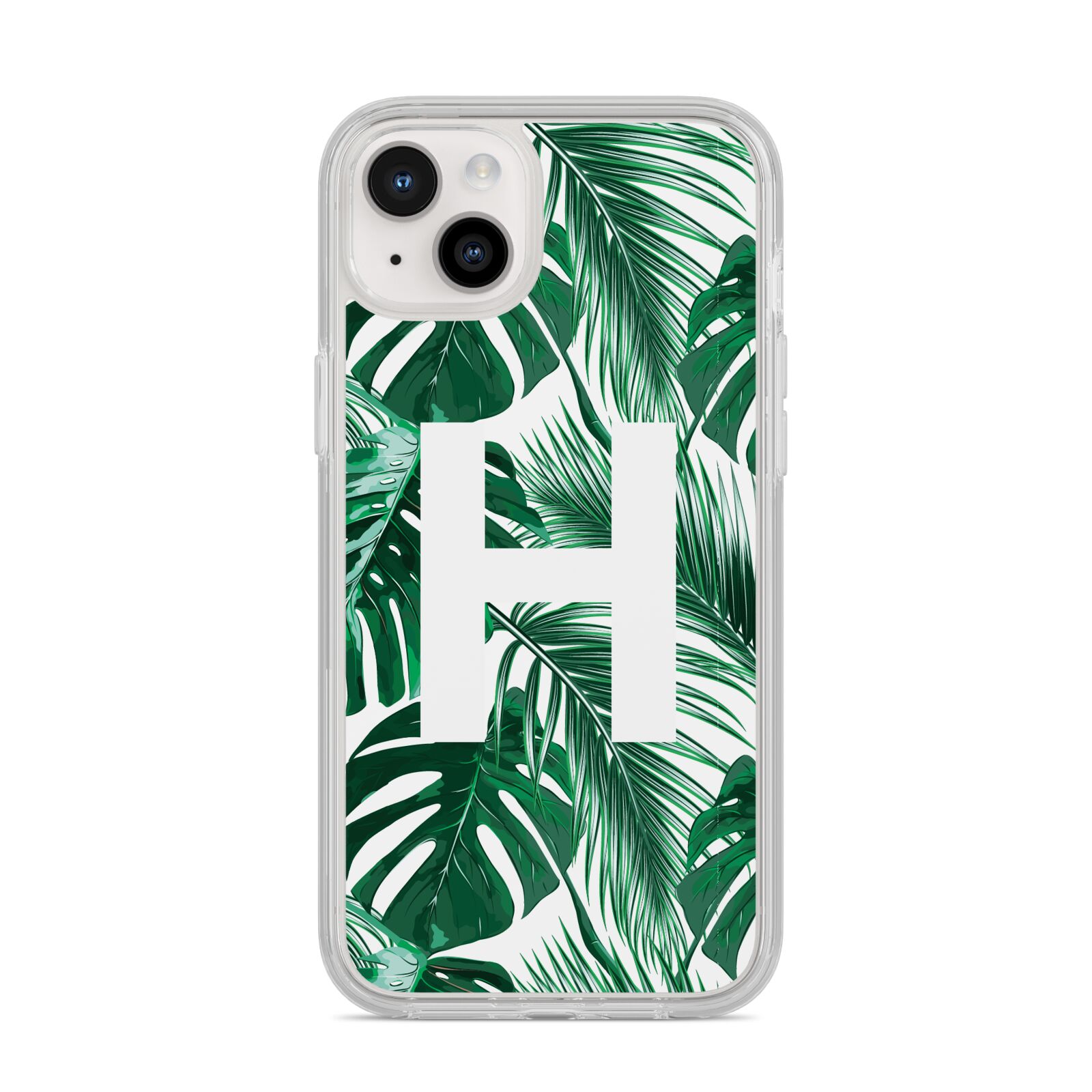 Personalised Palm Monstera Leaf Tropical Print iPhone 14 Plus Clear Tough Case Starlight