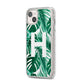 Personalised Palm Monstera Leaf Tropical Print iPhone 14 Plus Glitter Tough Case Starlight Angled Image