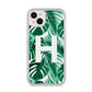Personalised Palm Monstera Leaf Tropical Print iPhone 14 Plus Glitter Tough Case Starlight