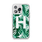 Personalised Palm Monstera Leaf Tropical Print iPhone 14 Pro Max Glitter Tough Case Silver