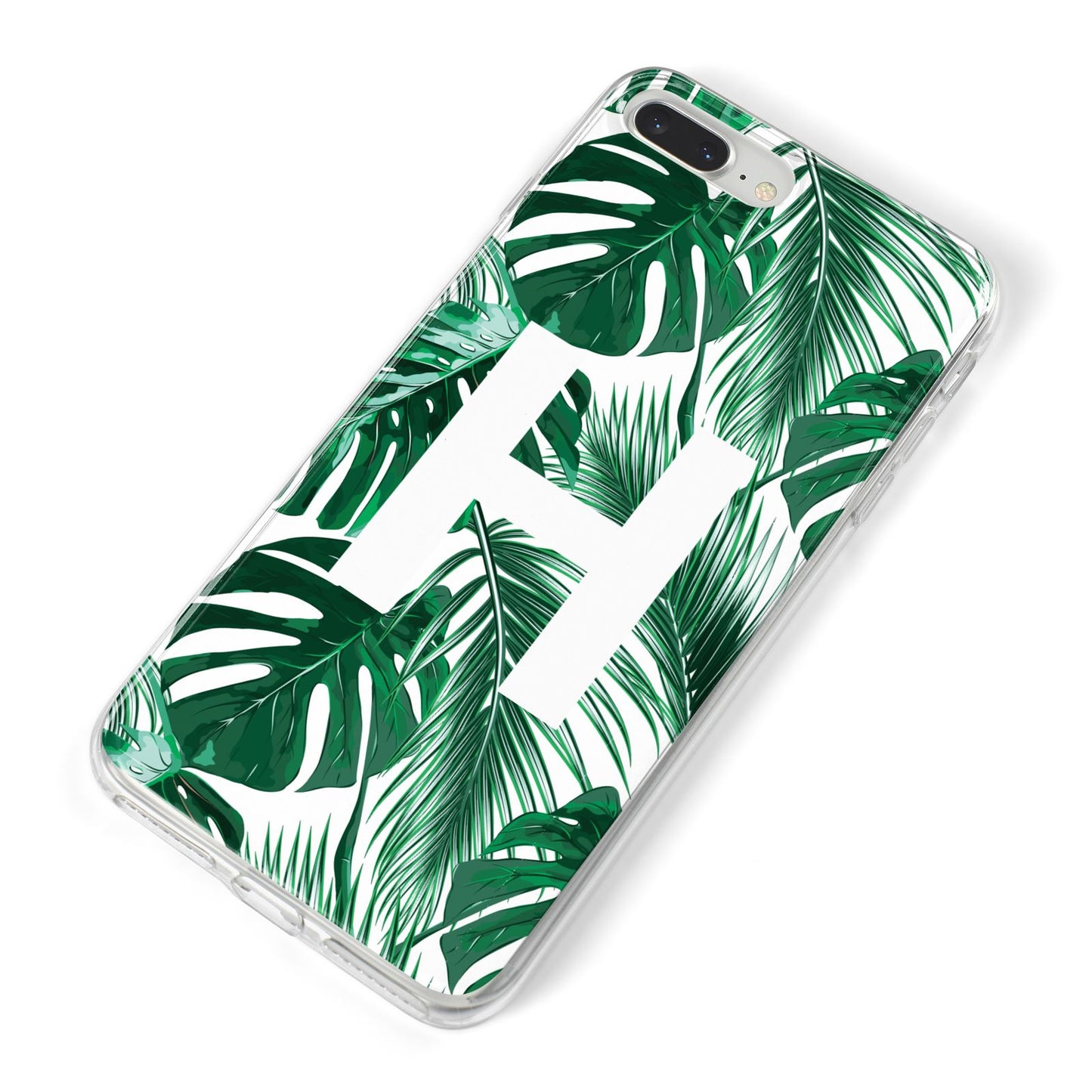 Personalised Palm Monstera Leaf Tropical Print iPhone 8 Plus Bumper Case on Silver iPhone Alternative Image