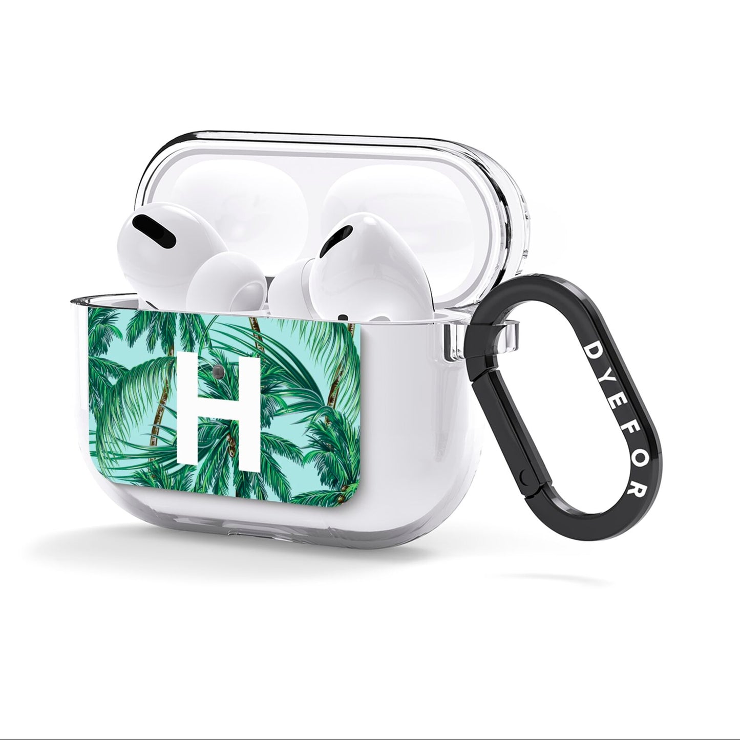 Personalised Palm Tree Tropical AirPods Clear Case 3rd Gen Side Image