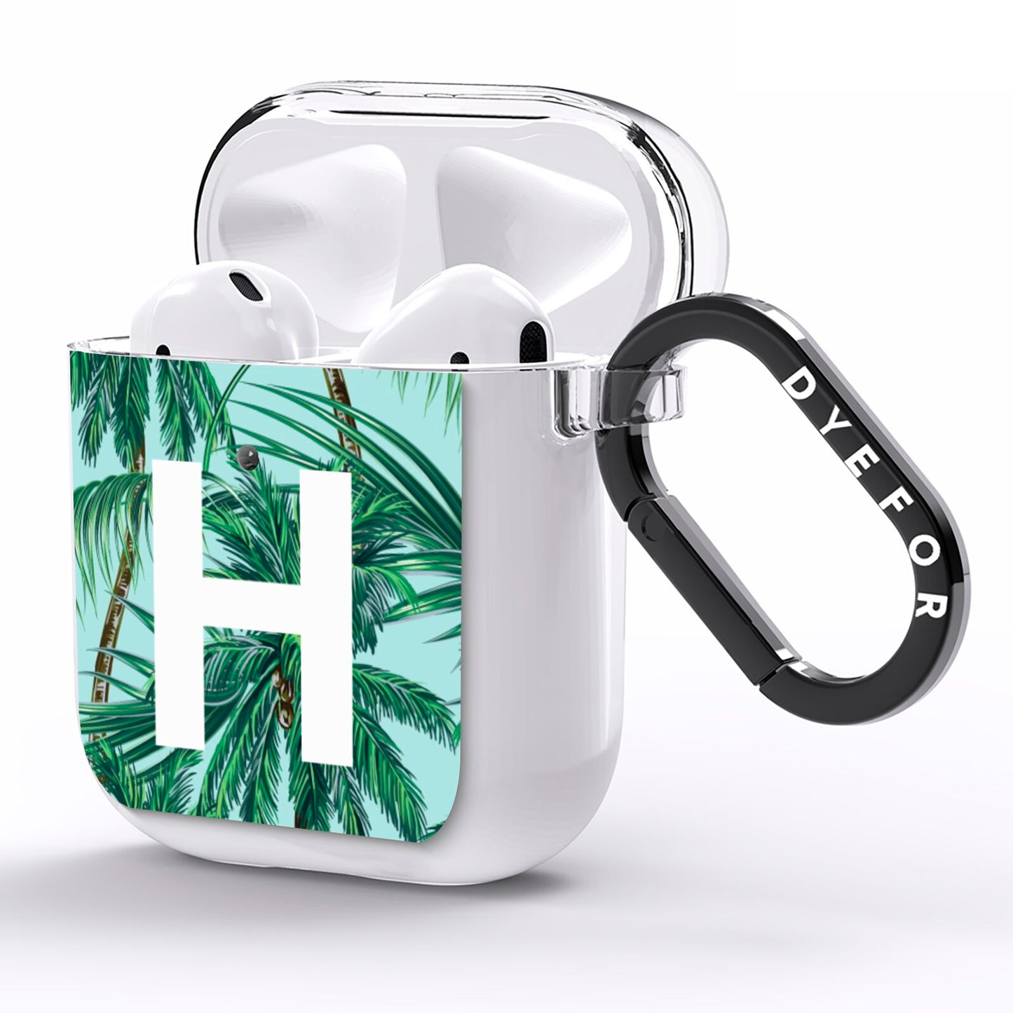Personalised Palm Tree Tropical AirPods Clear Case Side Image