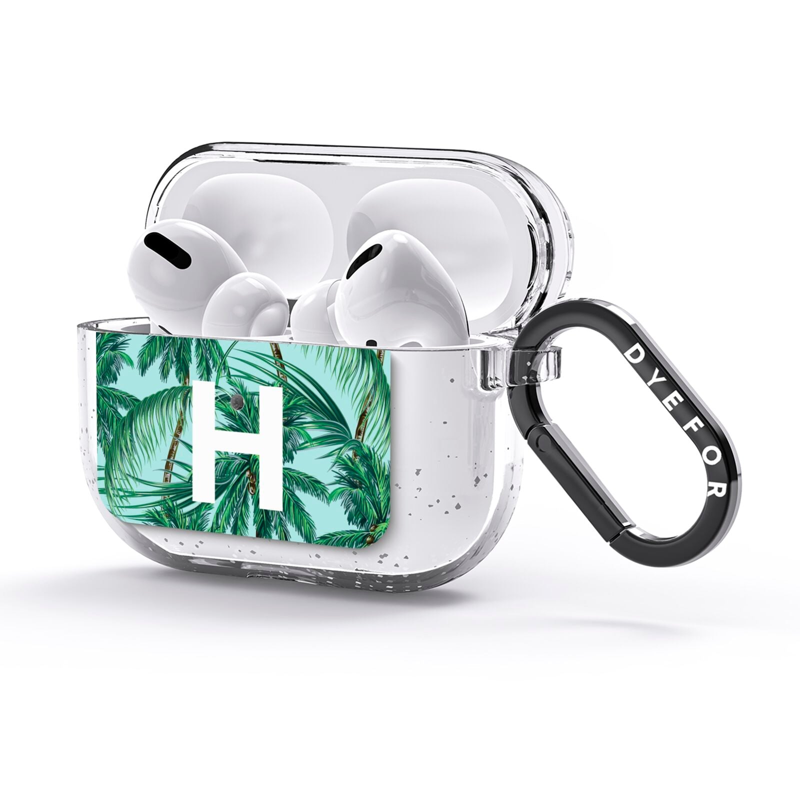 Personalised Palm Tree Tropical AirPods Glitter Case 3rd Gen Side Image