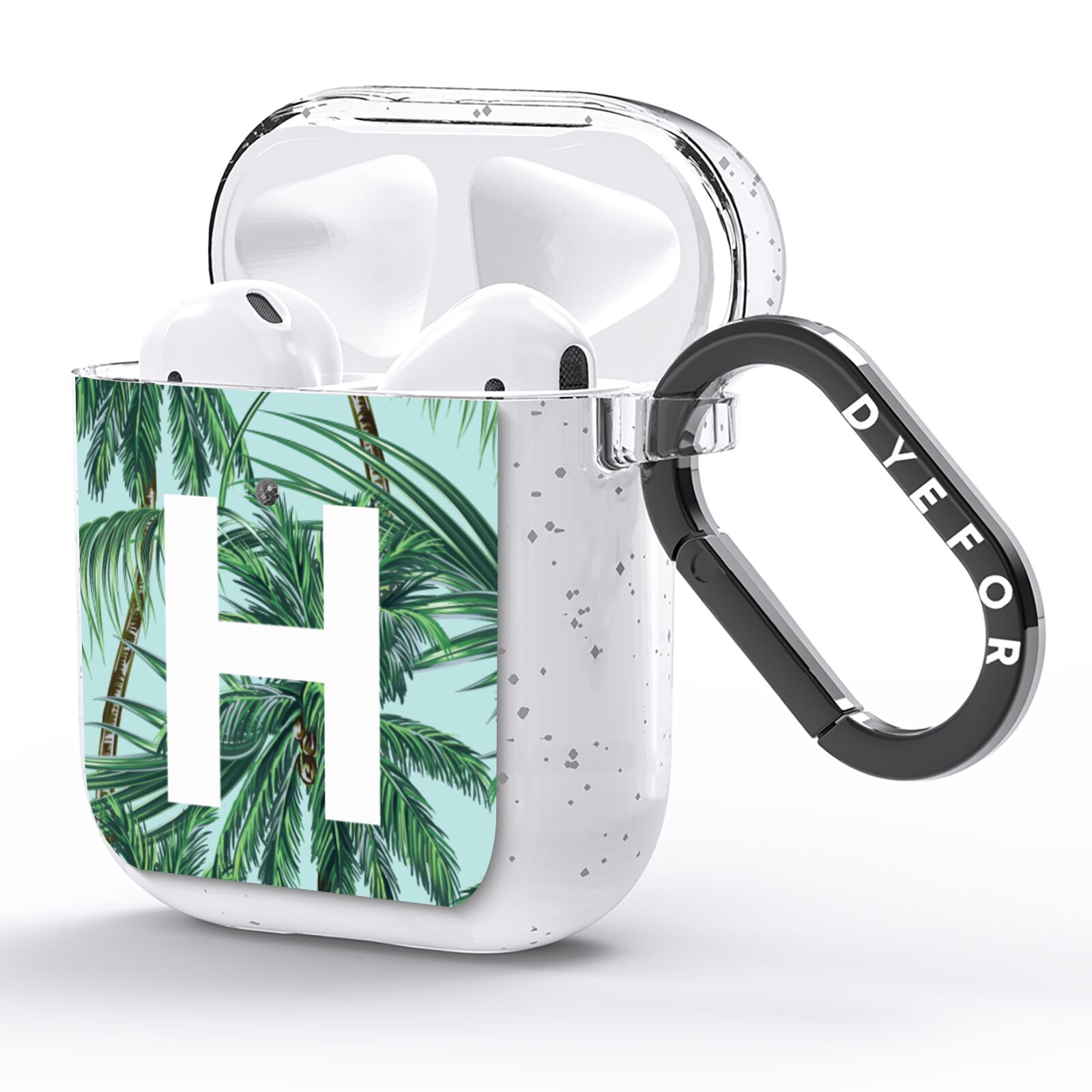 Personalised Palm Tree Tropical AirPods Glitter Case Side Image