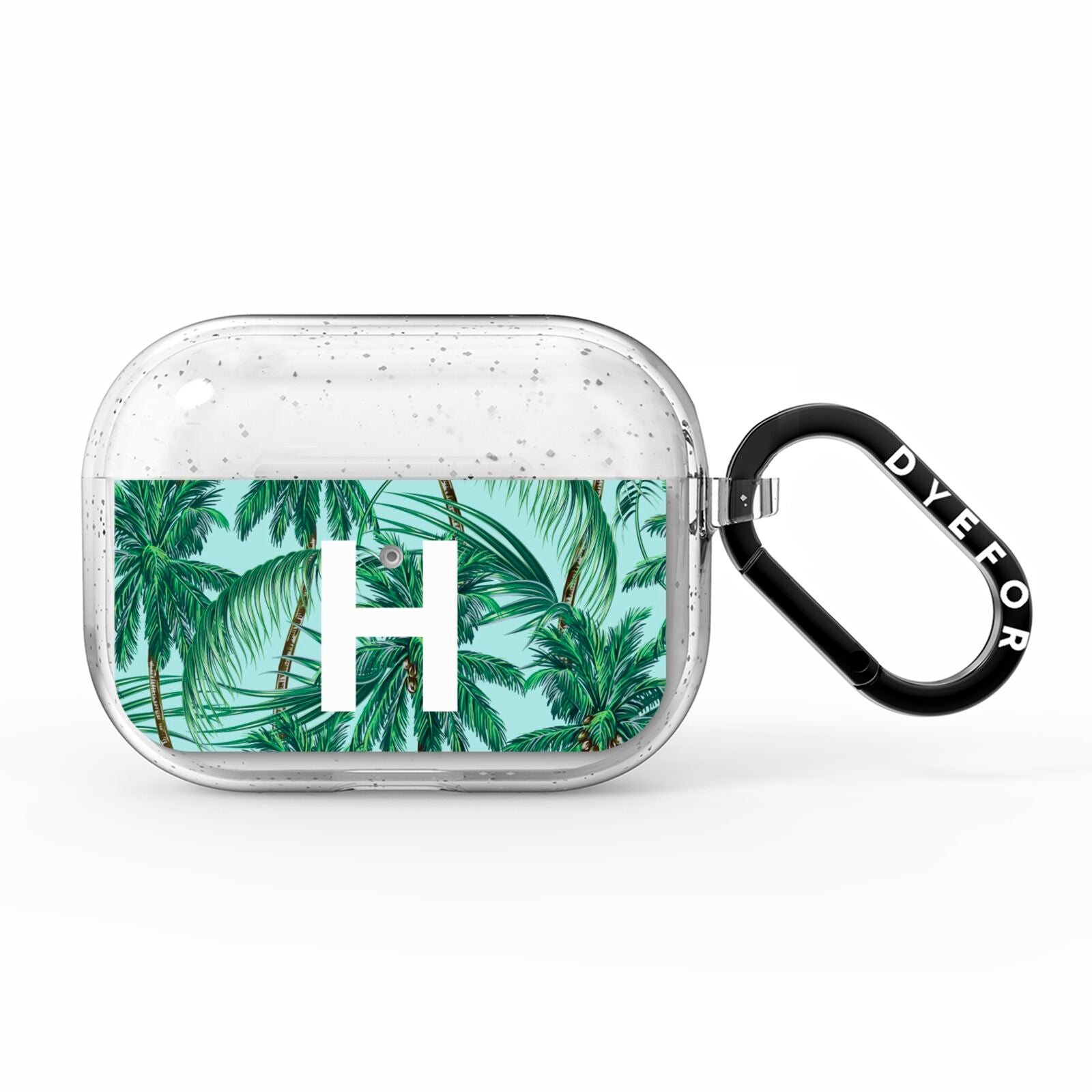 Personalised Palm Tree Tropical AirPods Pro Glitter Case