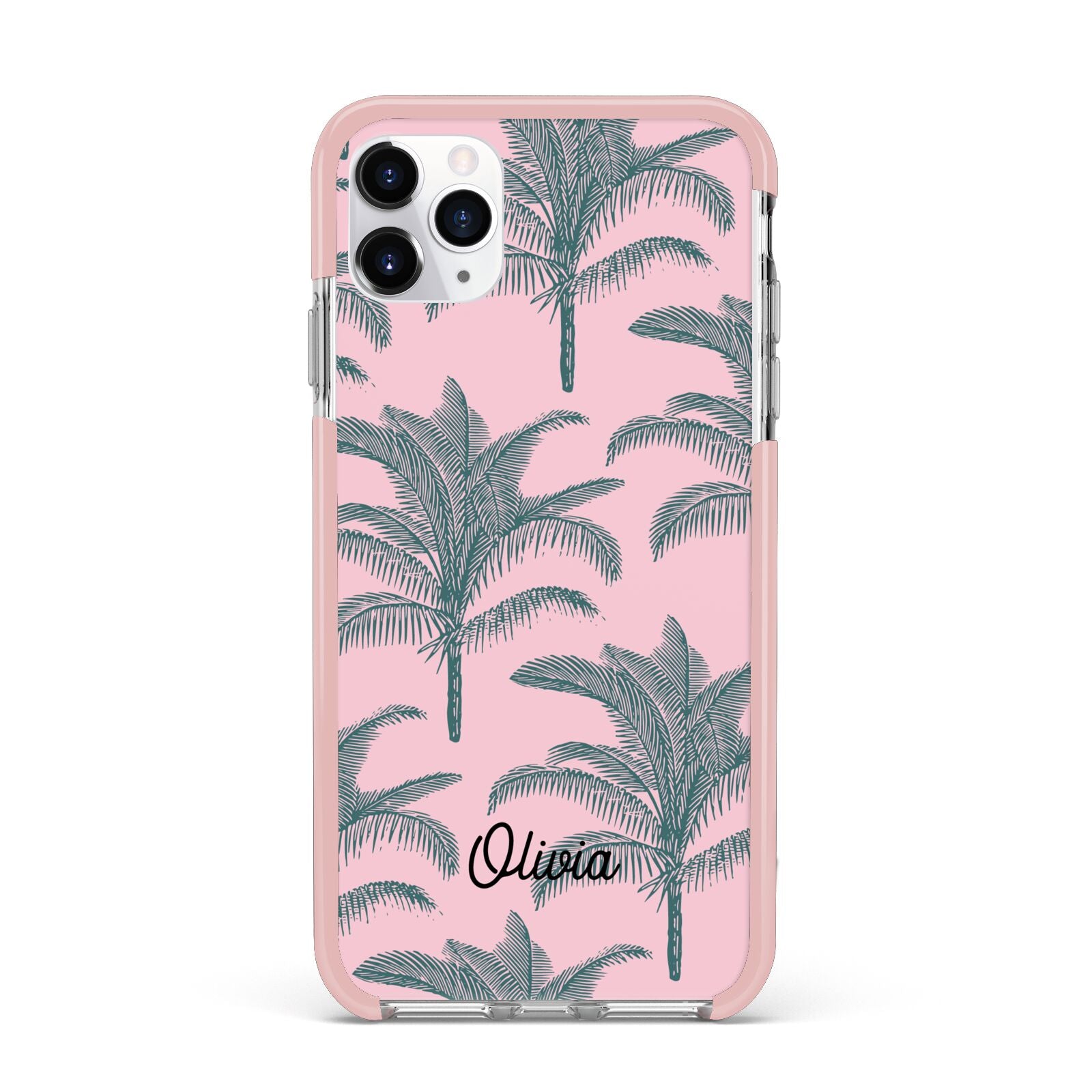 Personalised Palm iPhone 11 Pro Max Impact Pink Edge Case