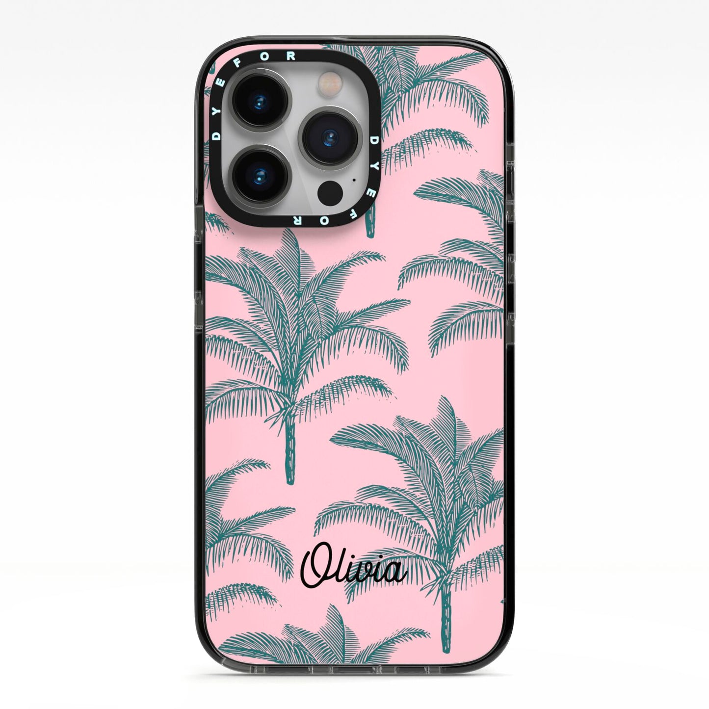 Personalised Palm iPhone 13 Pro Black Impact Case on Silver phone