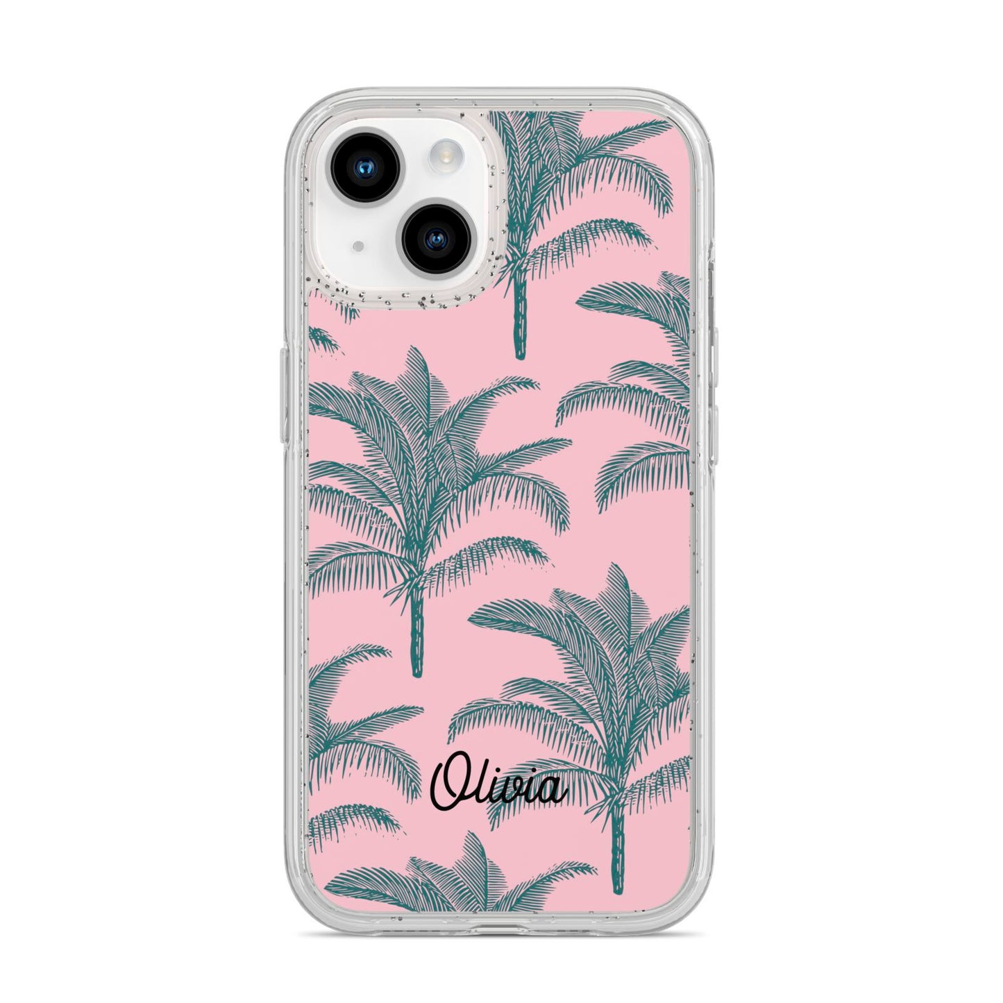 Personalised Palm iPhone 14 Glitter Tough Case Starlight