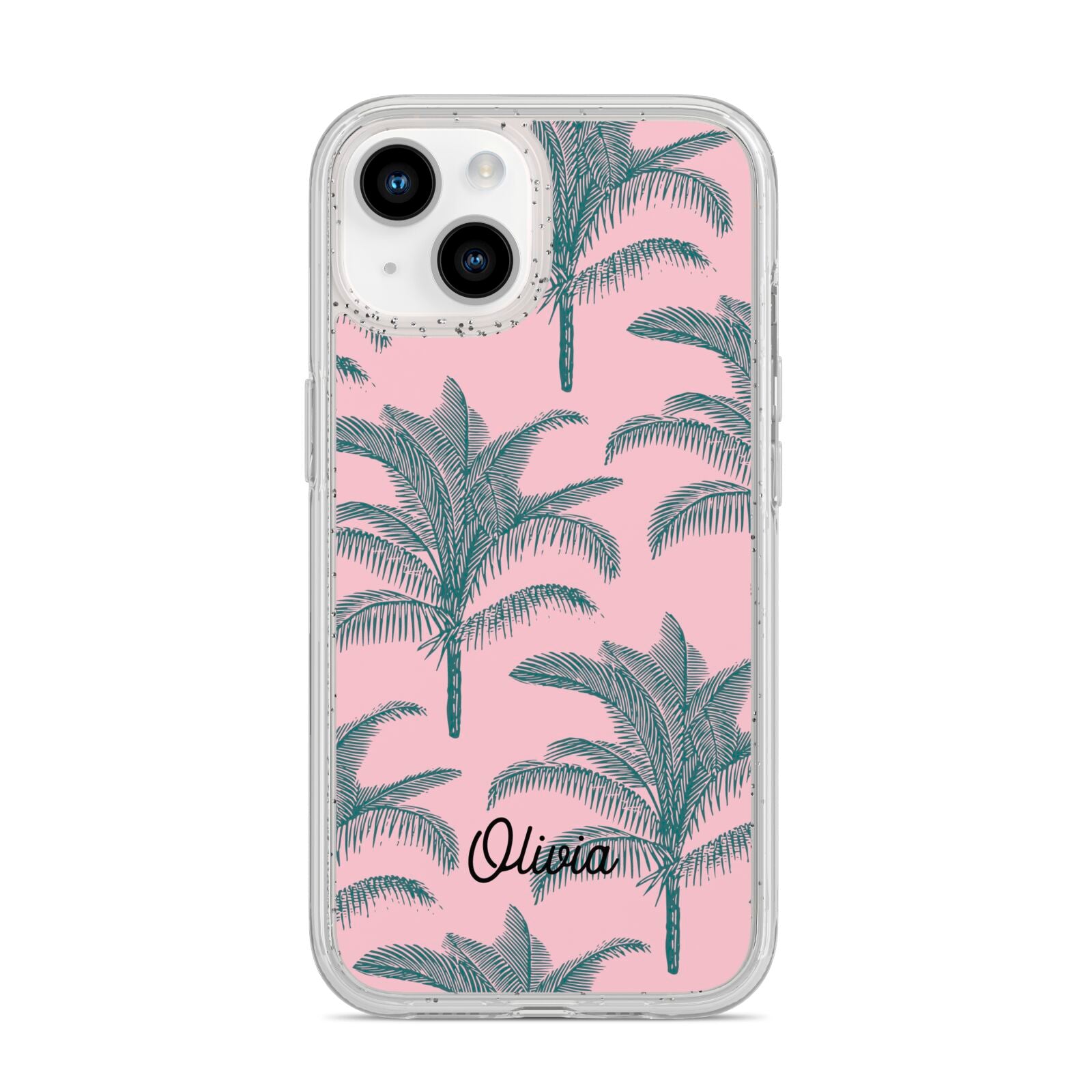 Personalised Palm iPhone 14 Glitter Tough Case Starlight