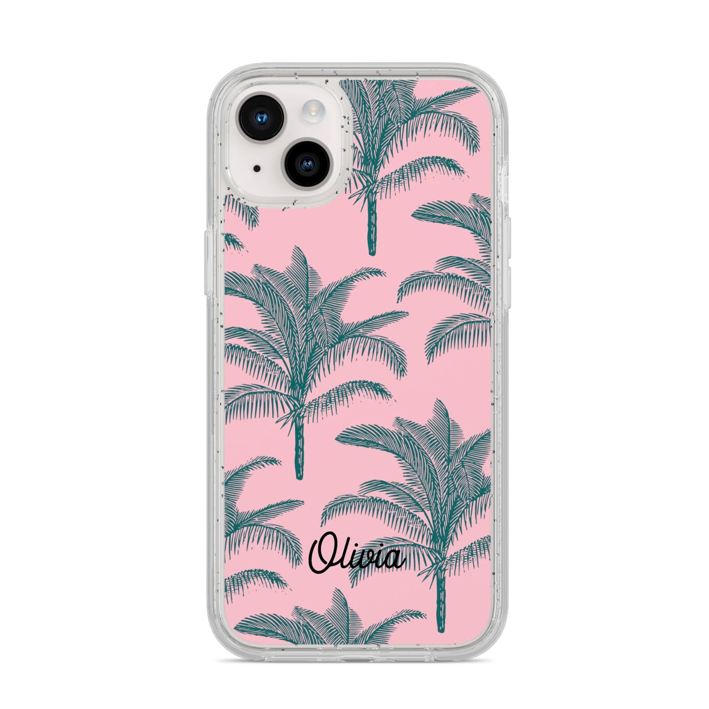 Personalised Palm iPhone 14 Plus Glitter Tough Case Starlight