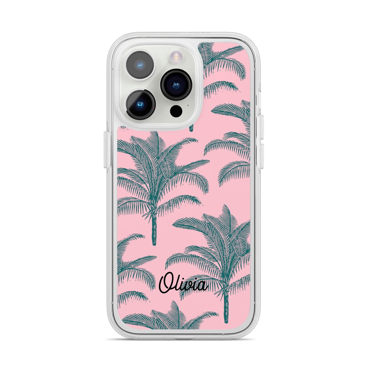 Personalised Palm iPhone 14 Pro Clear Tough Case Silver