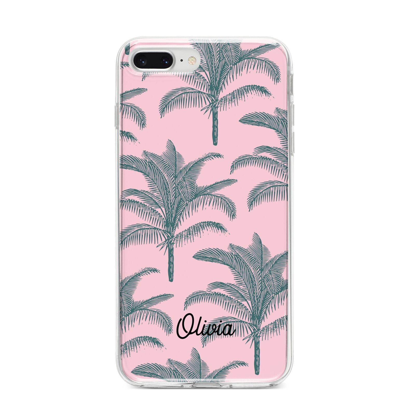 Personalised Palm iPhone 8 Plus Bumper Case on Silver iPhone