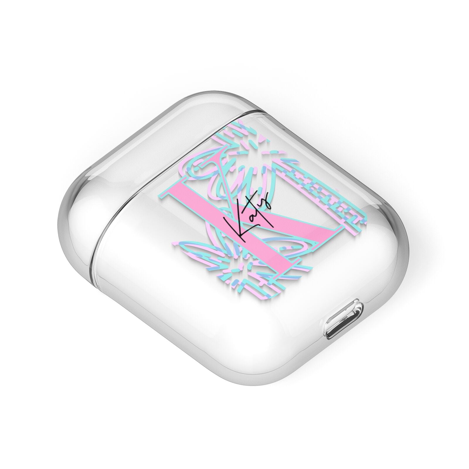 Personalised Palms AirPods Case Laid Flat