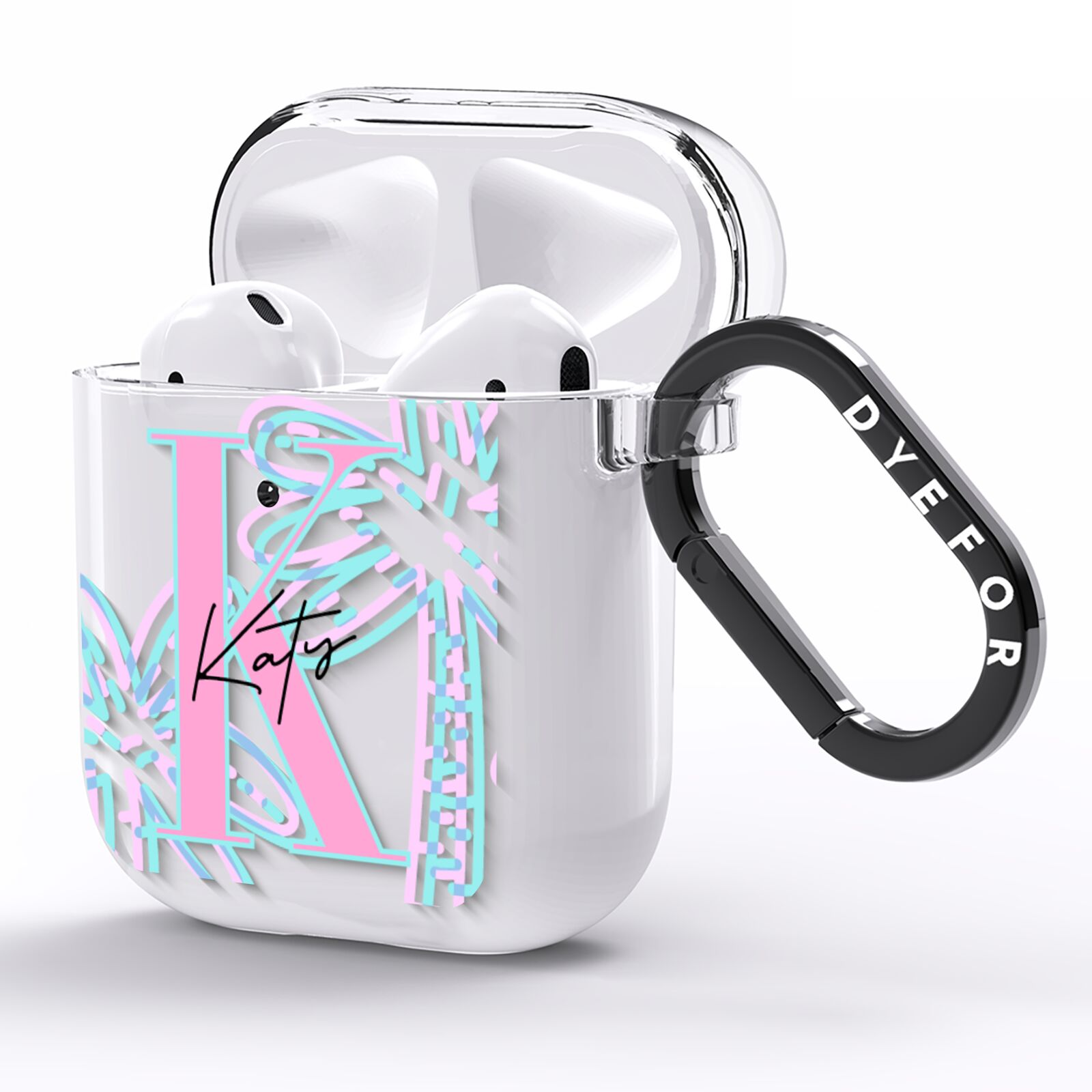 Personalised Palms AirPods Clear Case Side Image