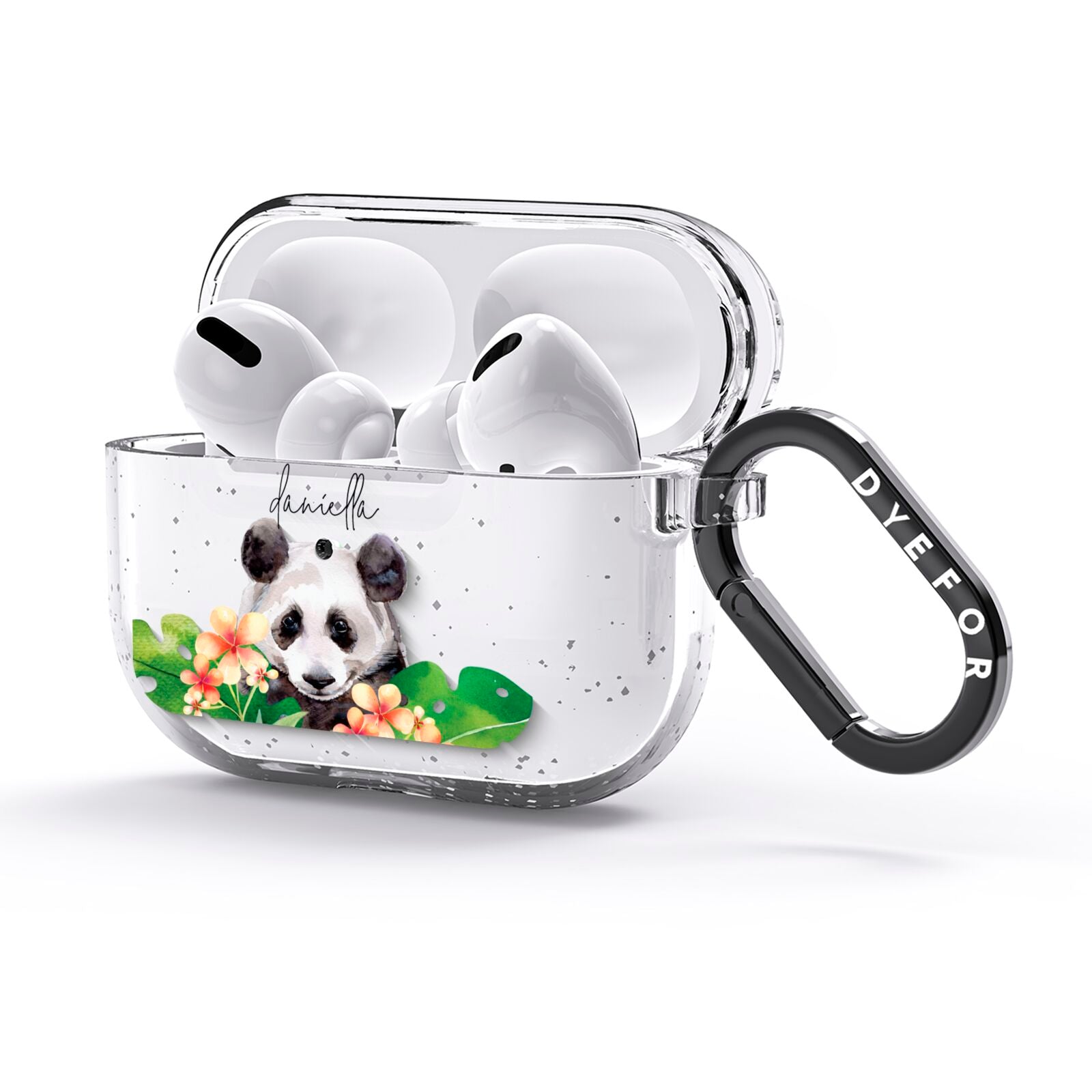 Personalised Panda AirPods Glitter Case 3rd Gen Side Image