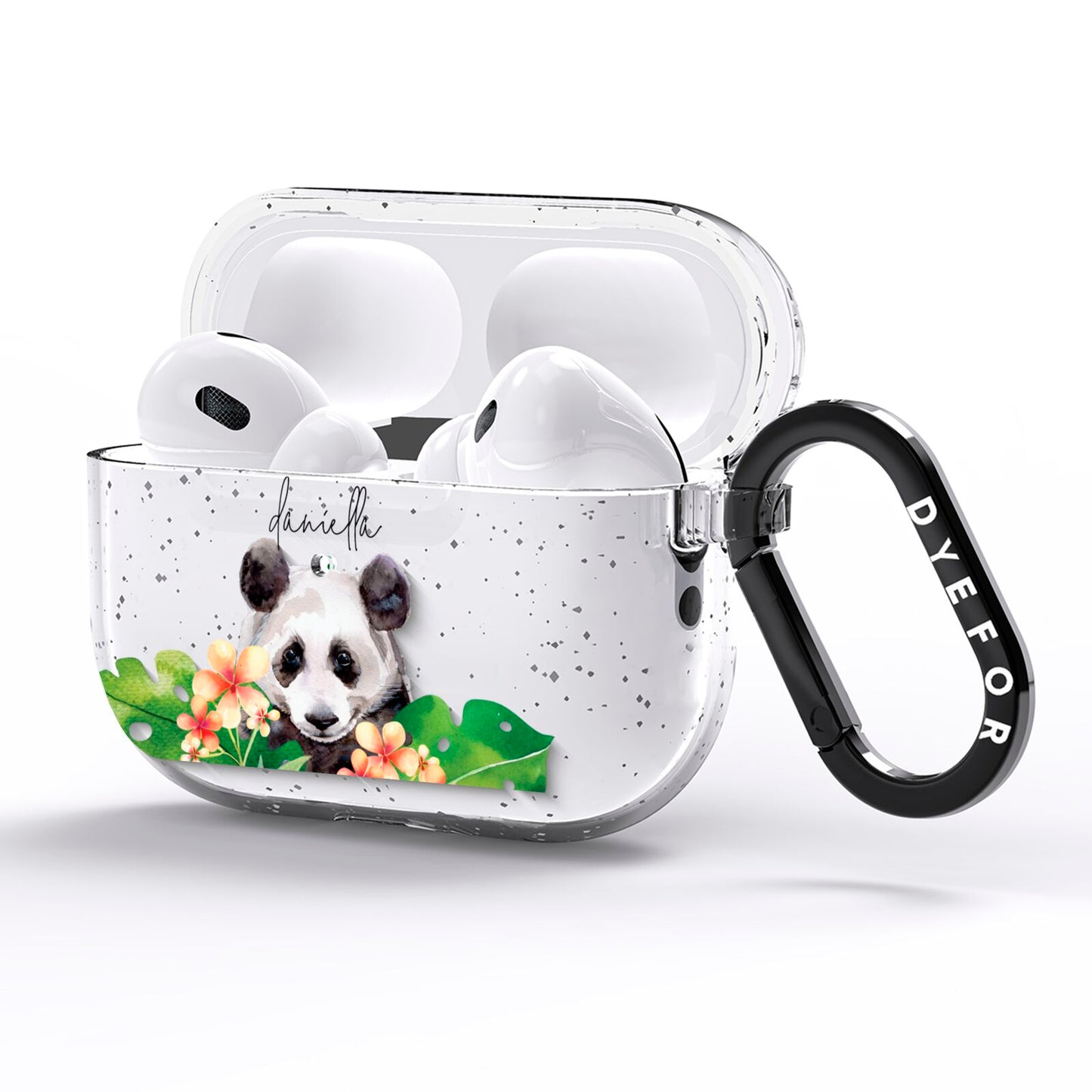 Personalised Panda AirPods Pro Glitter Case Side Image