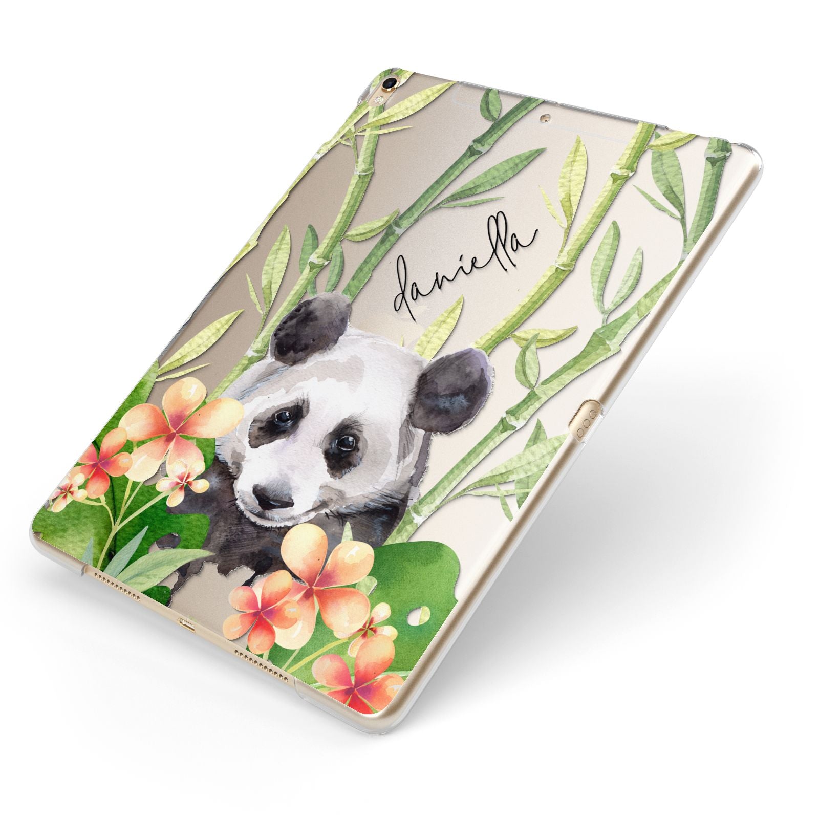 Personalised Panda Apple iPad Case on Gold iPad Side View