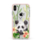 Personalised Panda Apple iPhone Xs Max Impact Case Pink Edge on Silver Phone