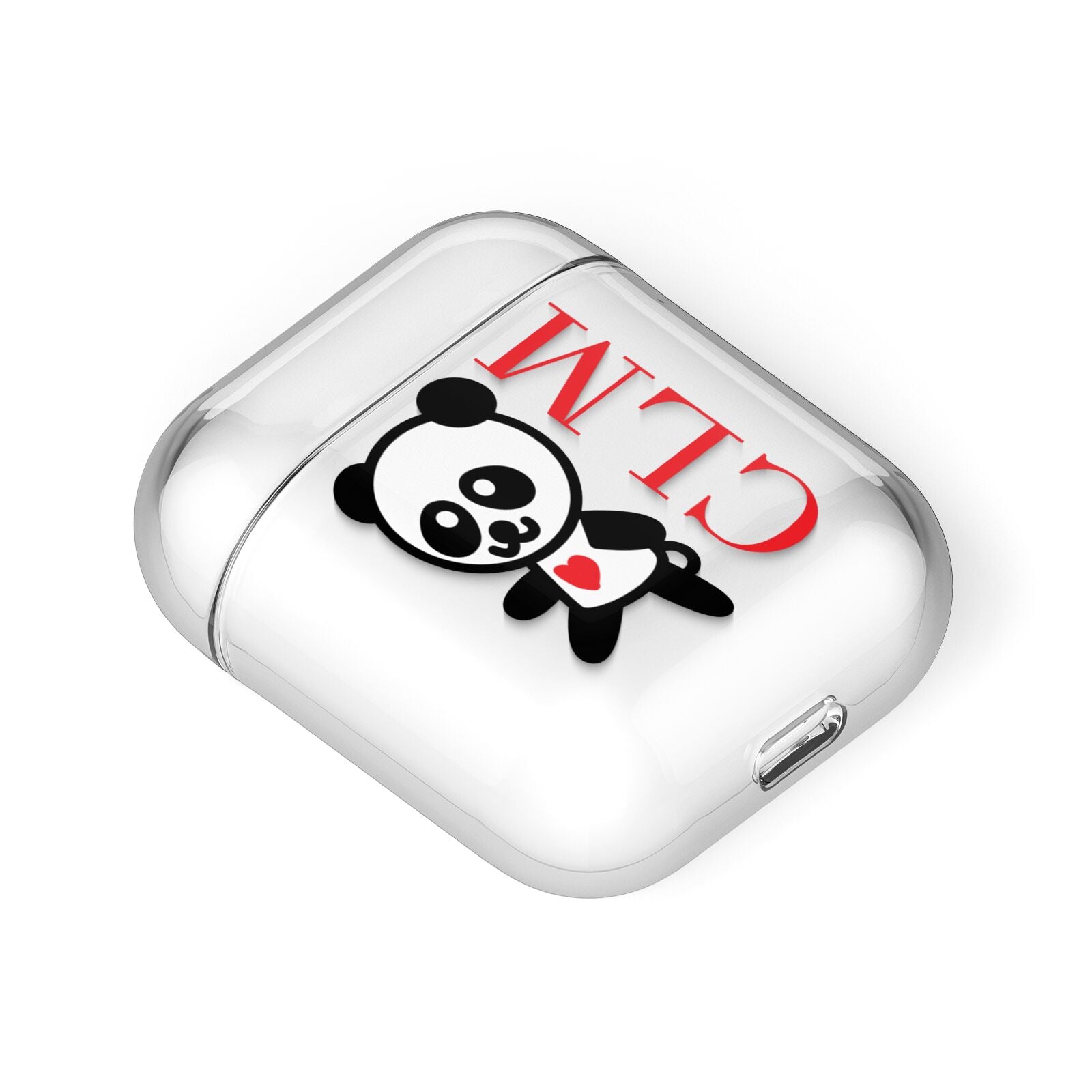 Personalised Panda Initials AirPods Case Laid Flat