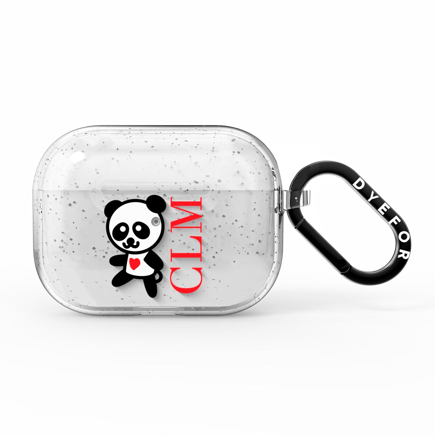 Personalised Panda Initials AirPods Pro Glitter Case