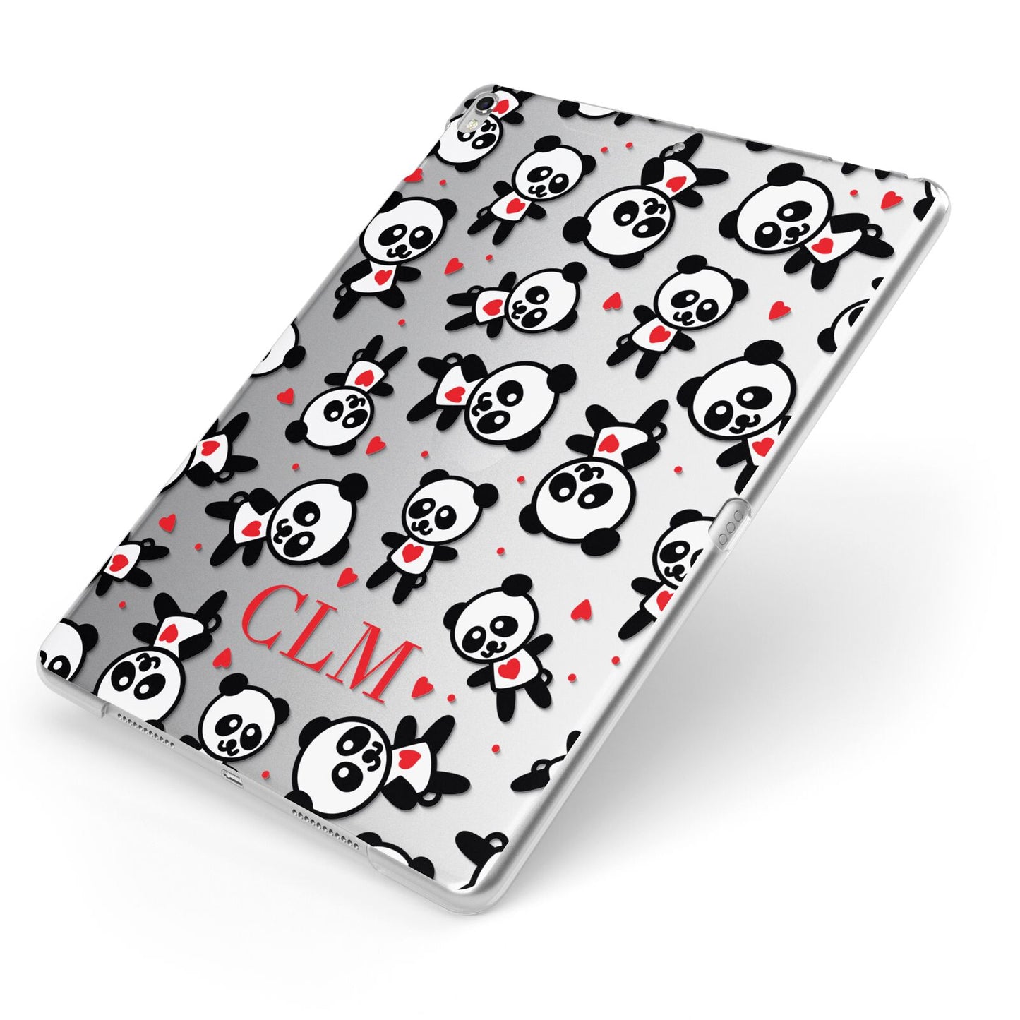 Personalised Panda Initials Apple iPad Case on Silver iPad Side View
