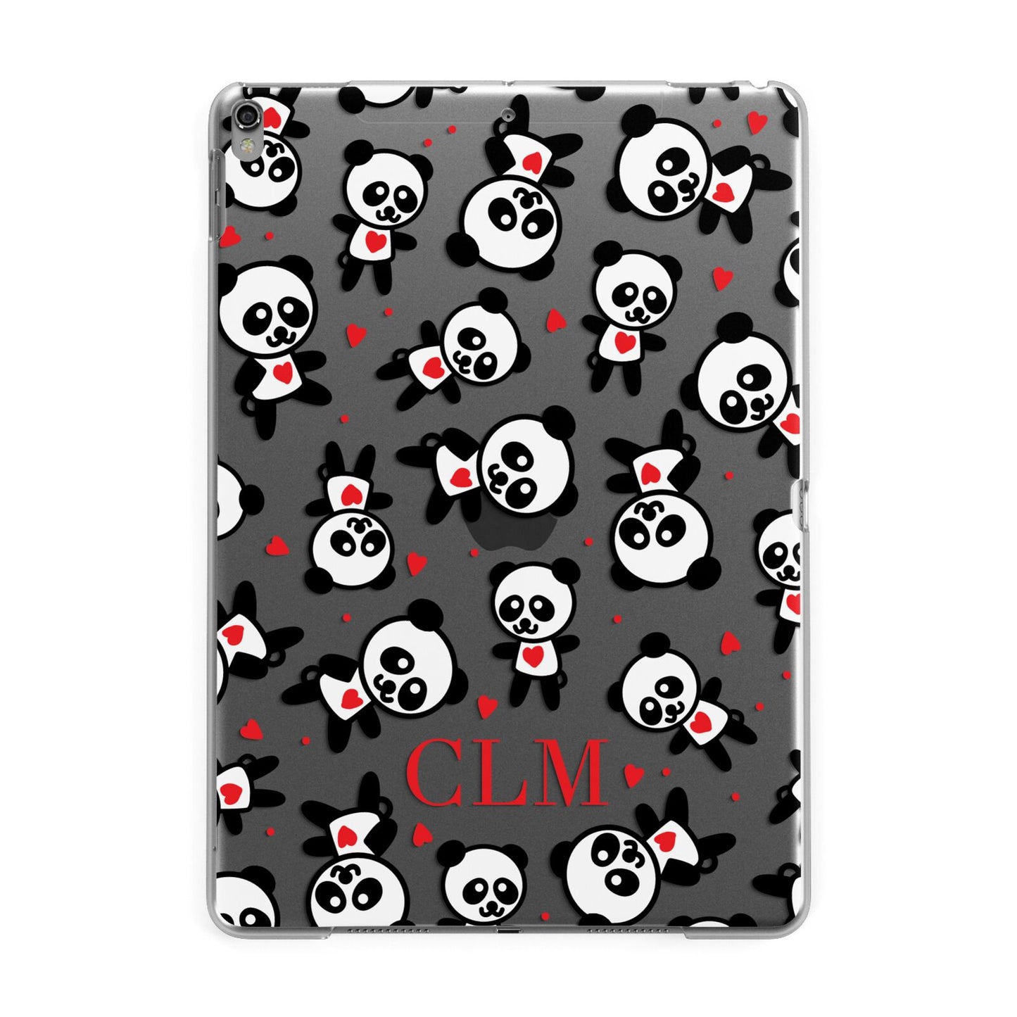Personalised Panda Initials Apple iPad Grey Case