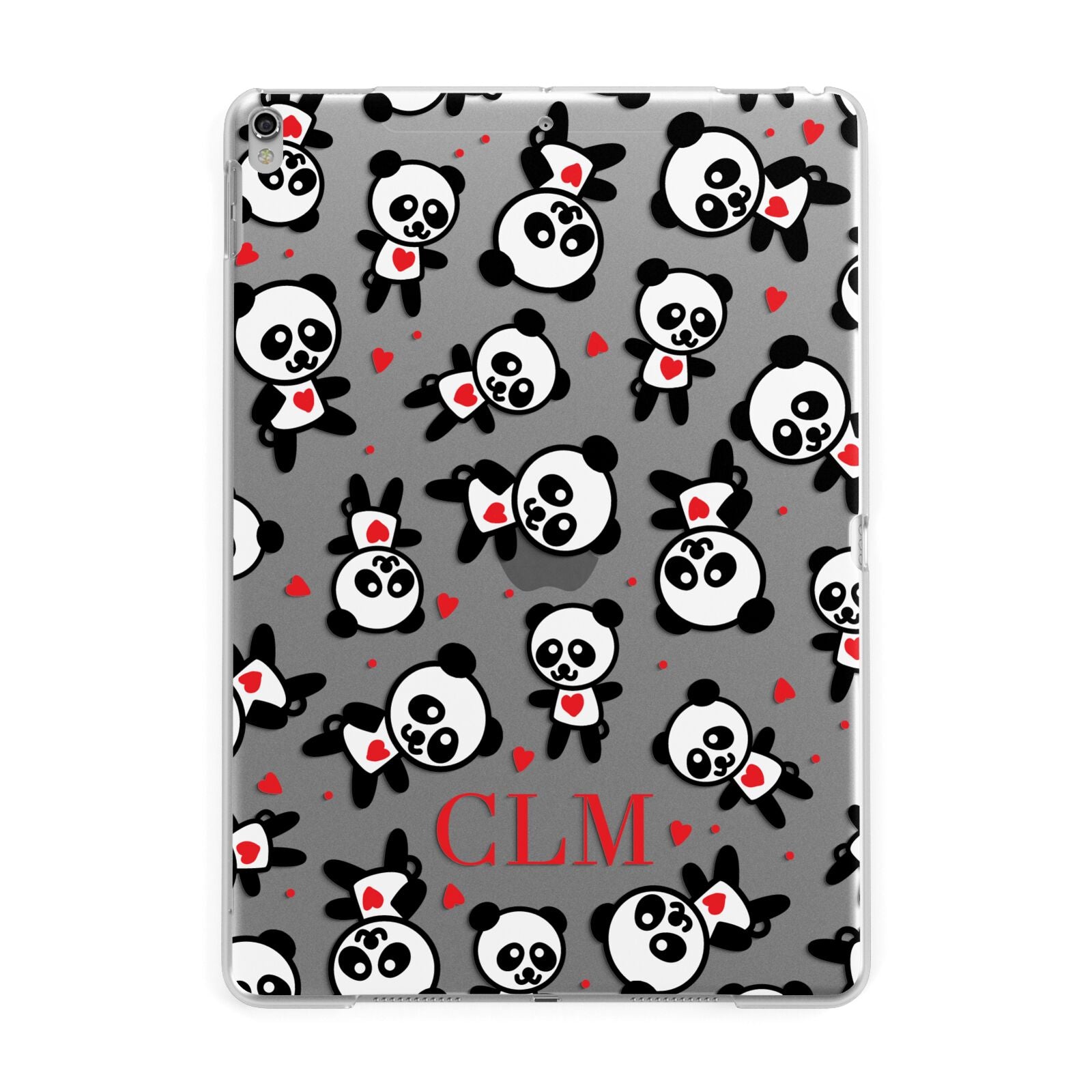 Personalised Panda Initials Apple iPad Silver Case