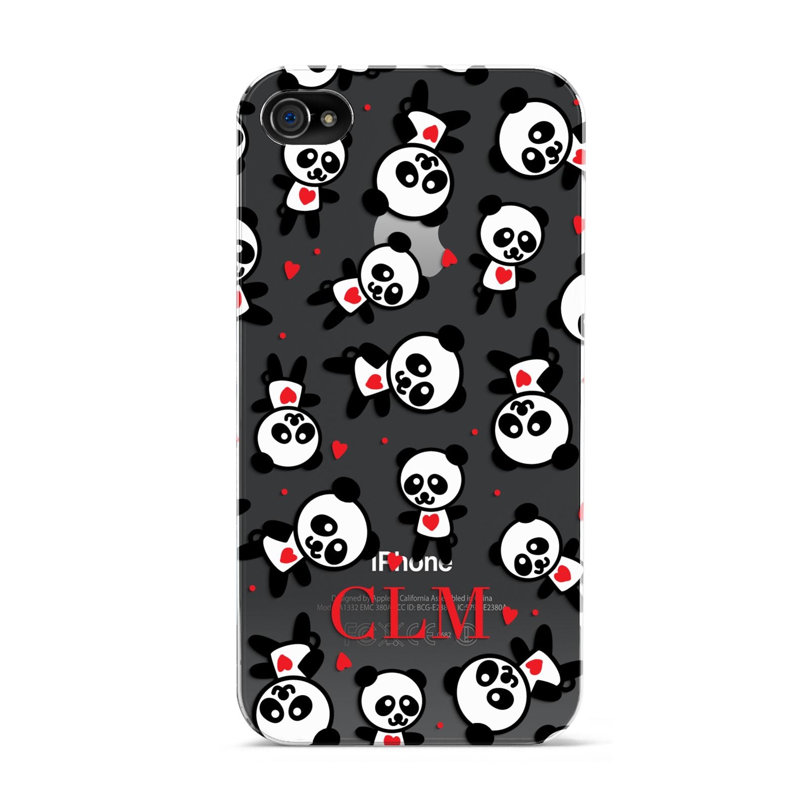 Personalised Panda Initials Apple iPhone 4s Case