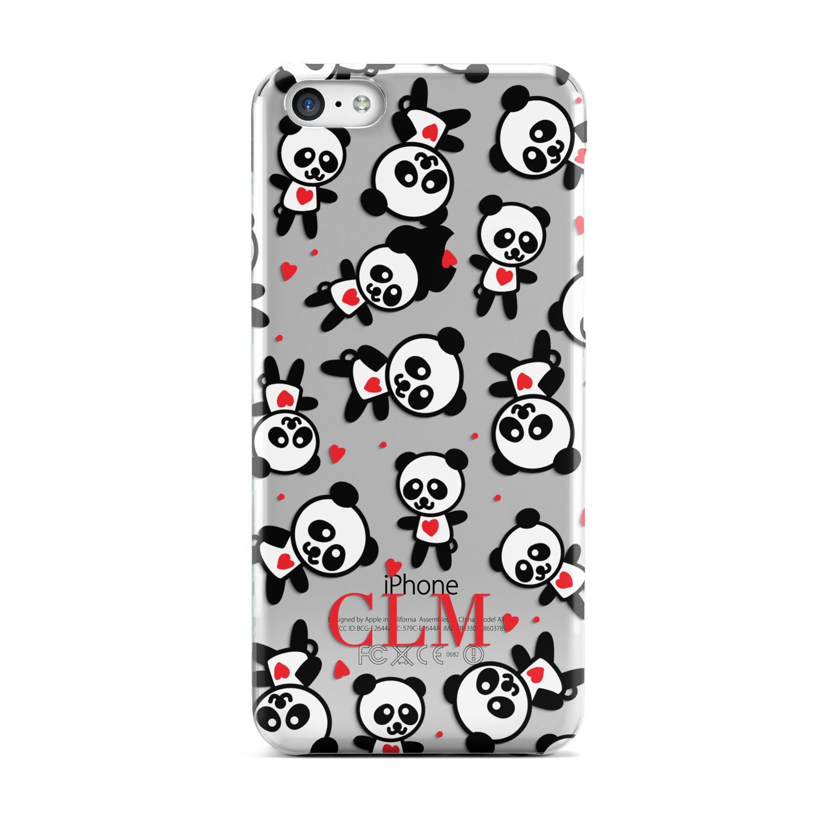 Personalised Panda Initials Apple iPhone 5c Case