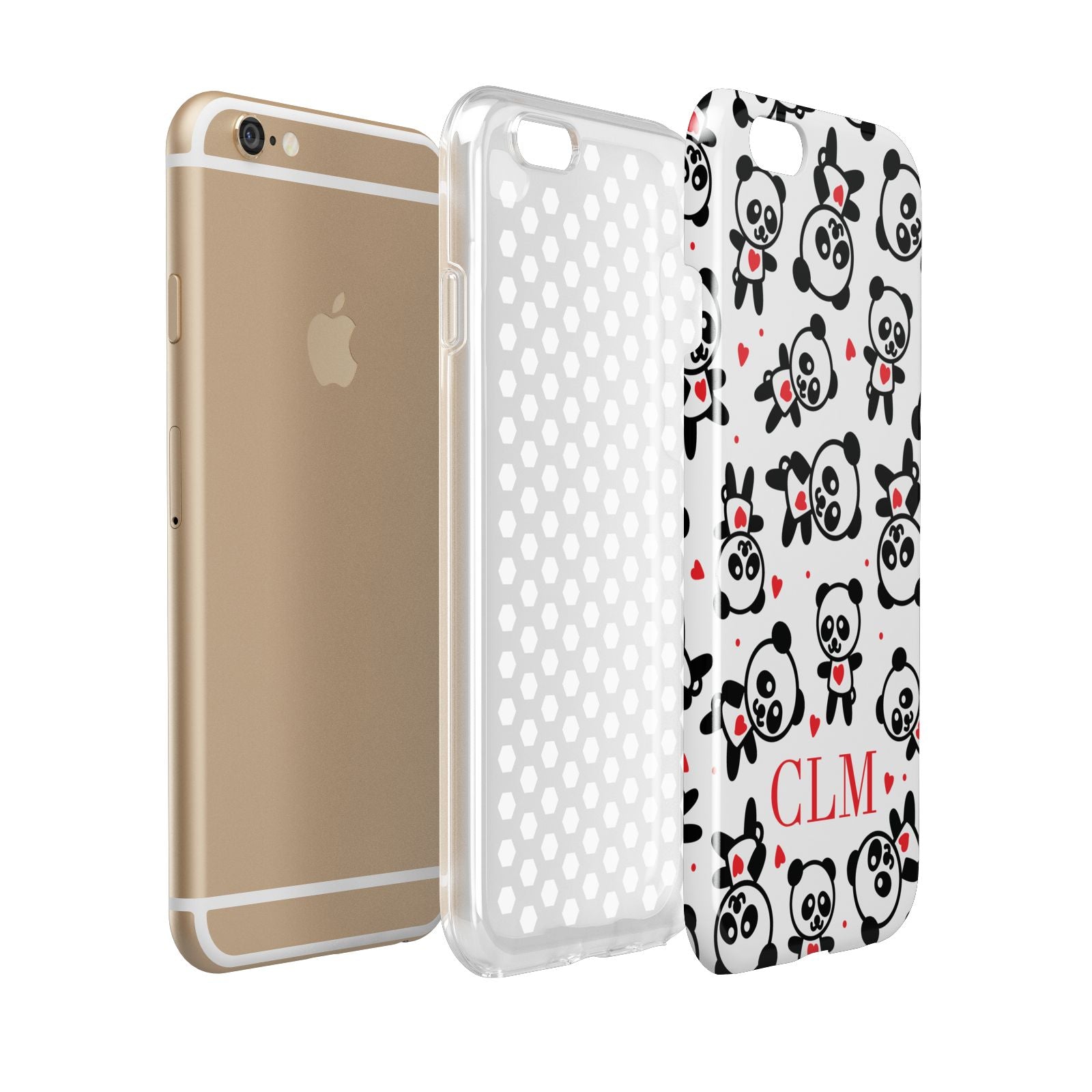 Personalised Panda Initials Apple iPhone 6 3D Tough Case Expanded view