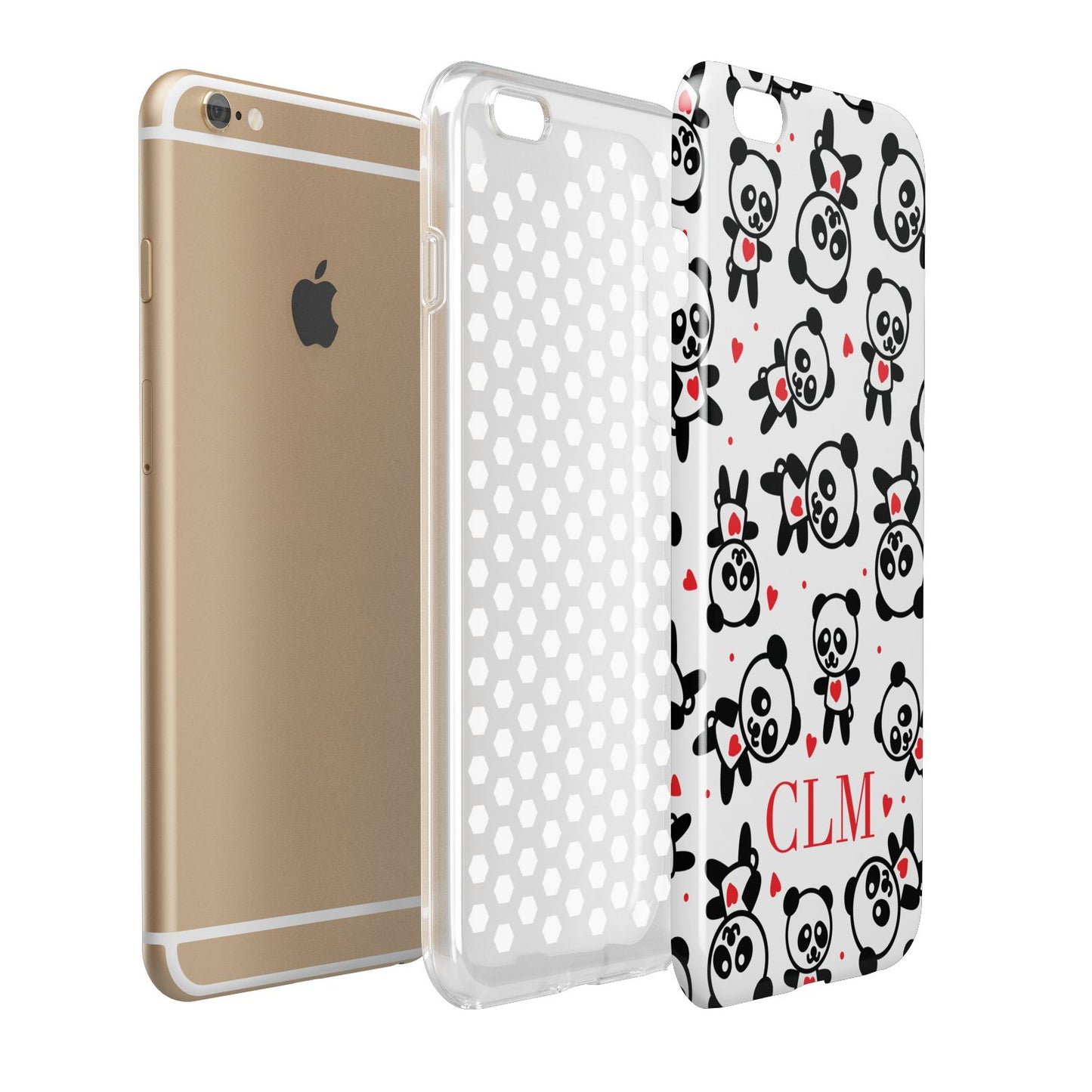 Personalised Panda Initials Apple iPhone 6 Plus 3D Tough Case