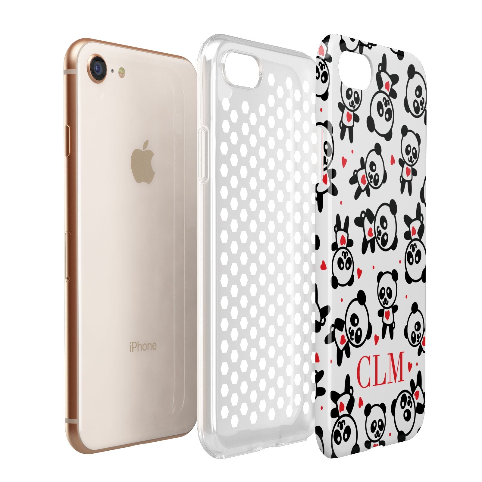Personalised Panda Initials Apple iPhone 7 8 3D Tough Case Expanded View