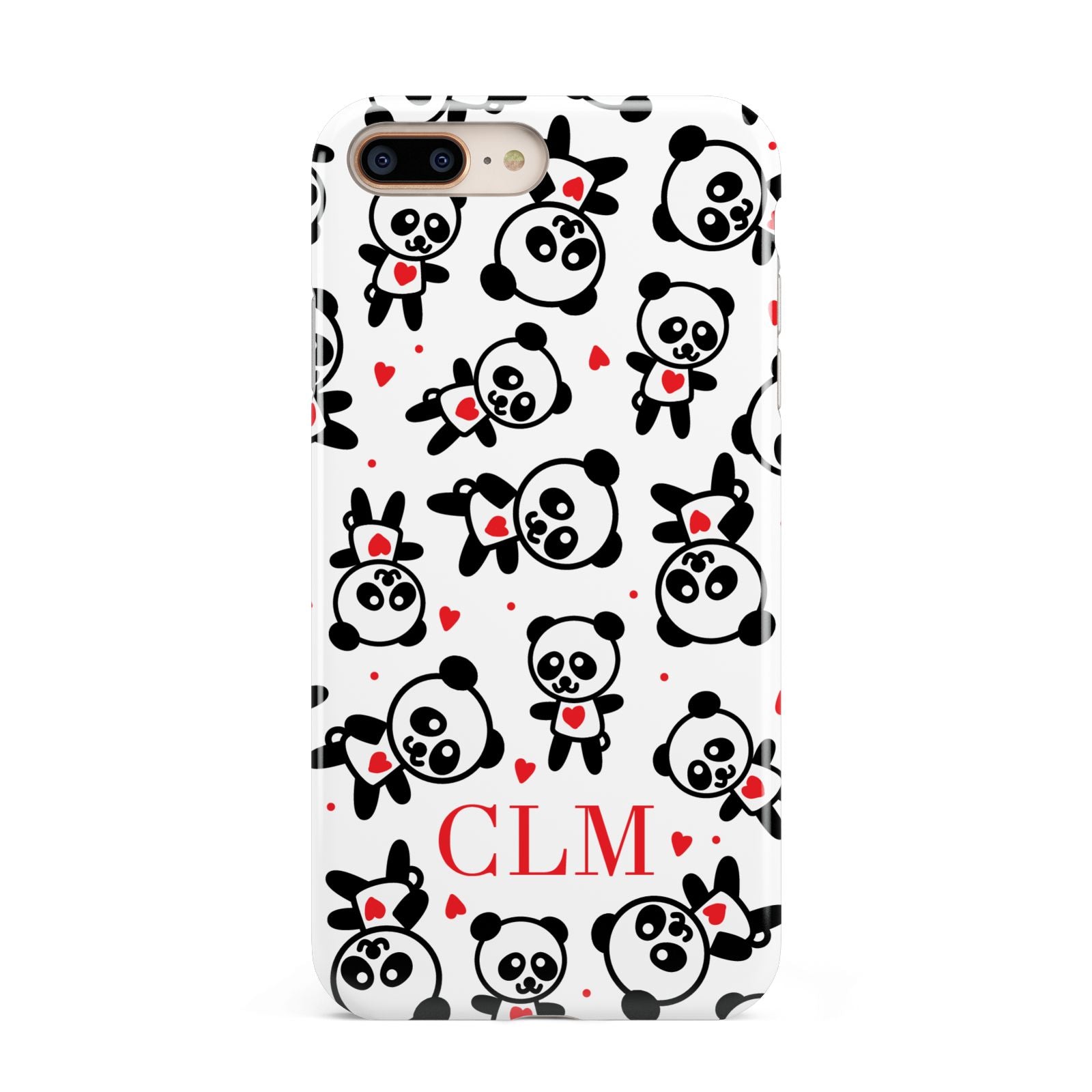 Personalised Panda Initials Apple iPhone 7 8 Plus 3D Tough Case