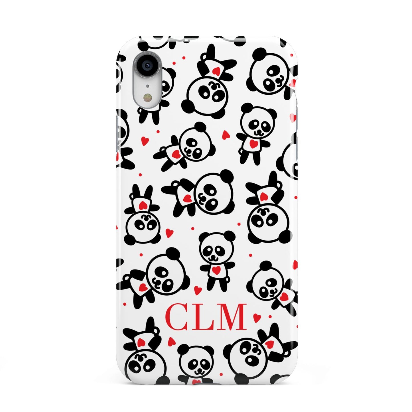 Personalised Panda Initials Apple iPhone XR White 3D Tough Case