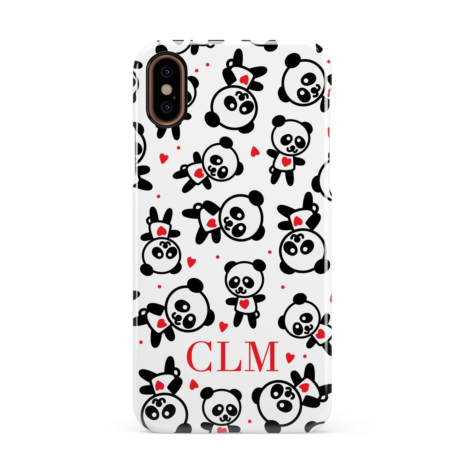 Personalised Panda Initials Apple iPhone XS 3D Snap Case