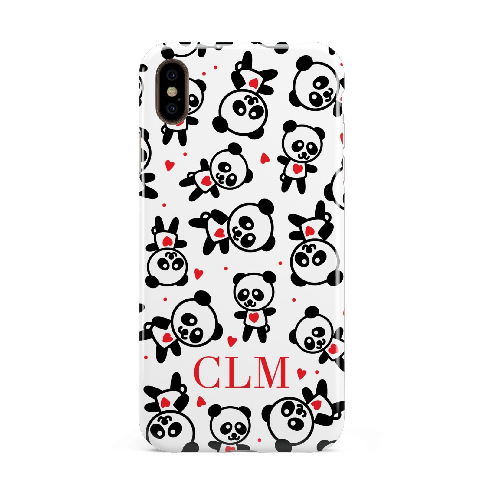 Personalised Panda Initials Apple iPhone Xs Max 3D Tough Case