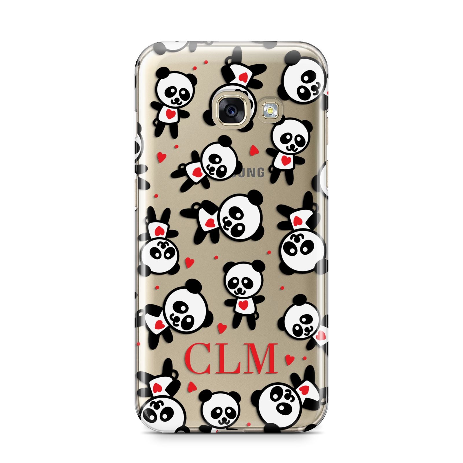 Personalised Panda Initials Samsung Galaxy A3 2017 Case on gold phone