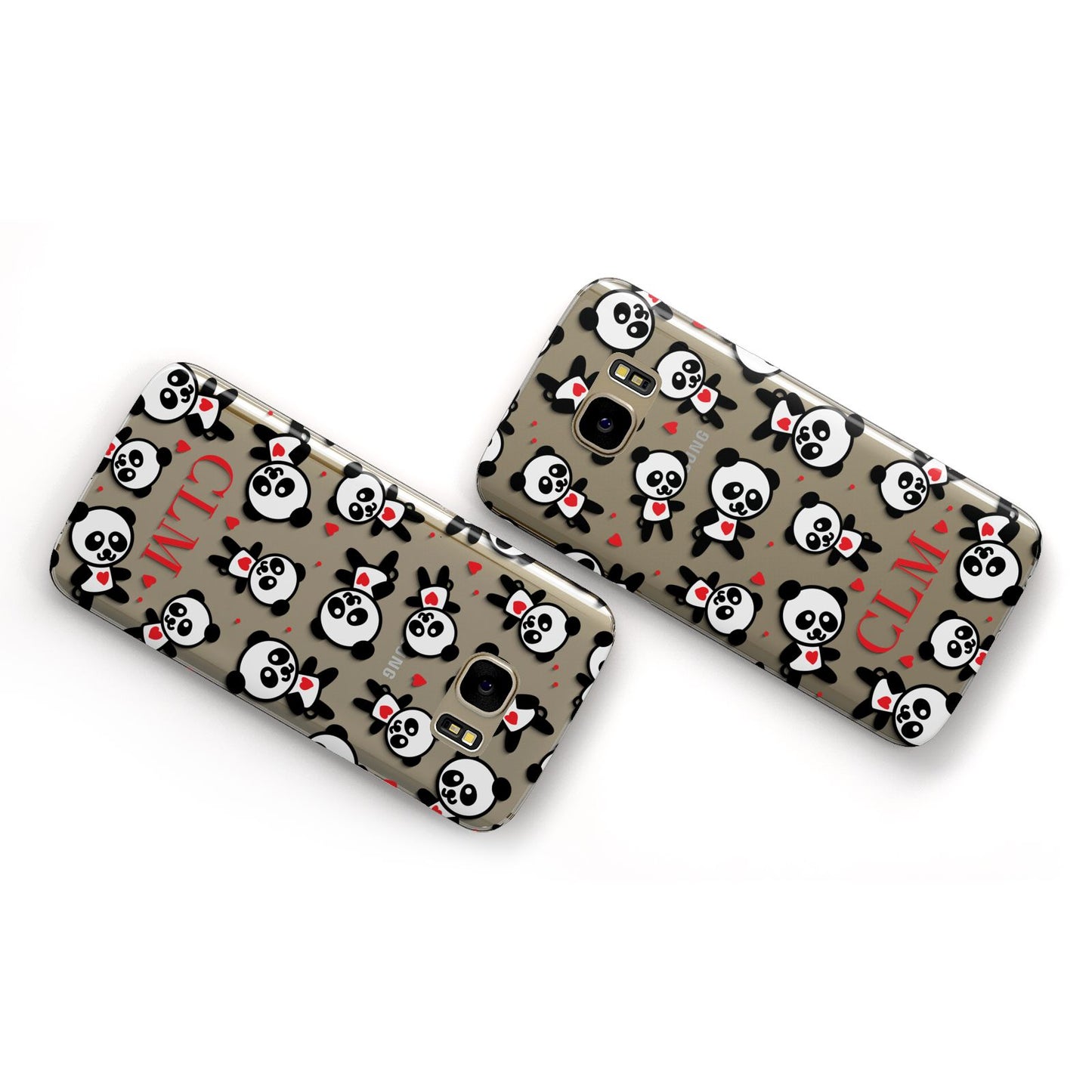 Personalised Panda Initials Samsung Galaxy Case Flat Overview