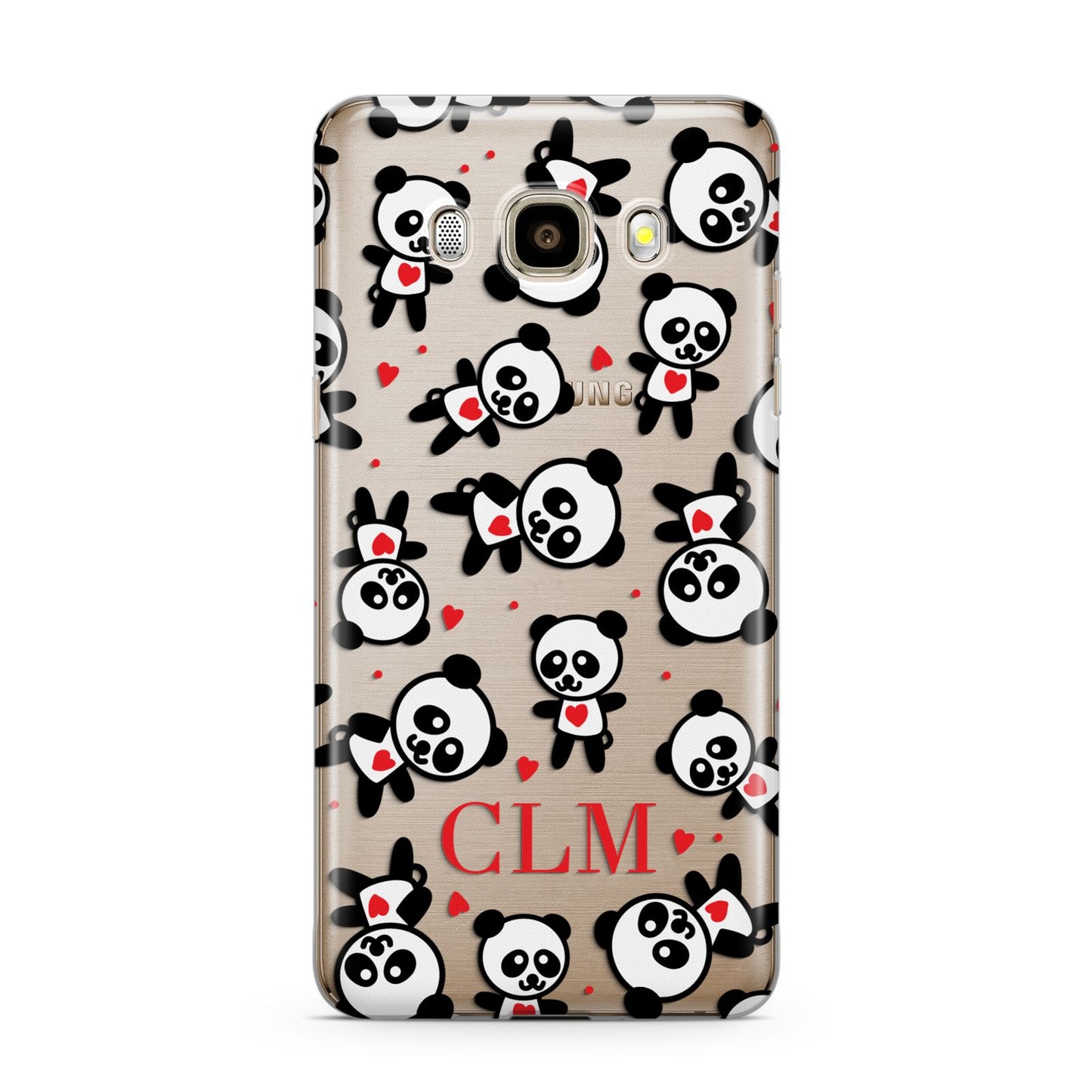 Personalised Panda Initials Samsung Galaxy J7 2016 Case on gold phone