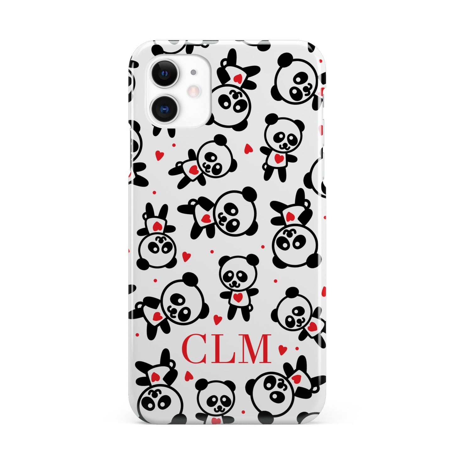 Personalised Panda Initials iPhone 11 3D Snap Case
