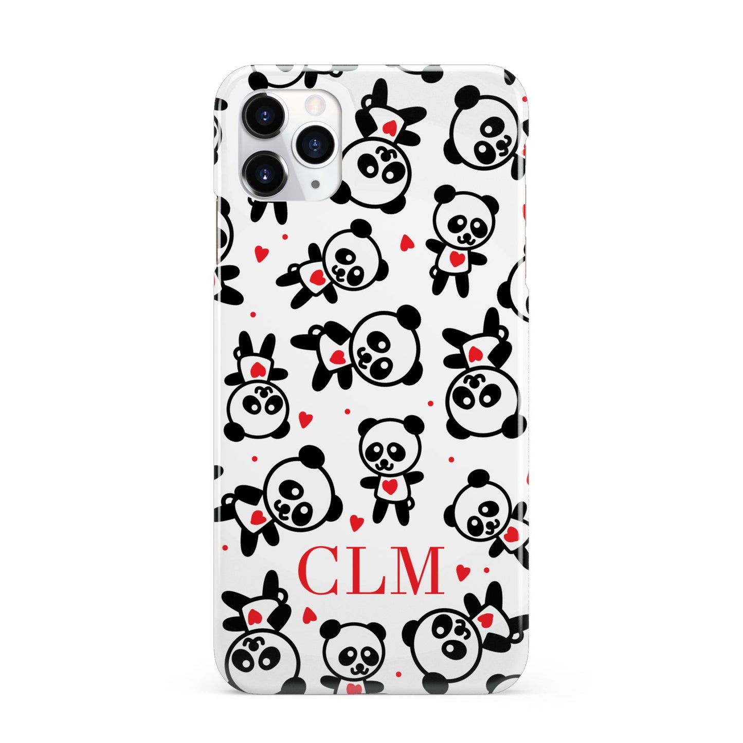 Personalised Panda Initials iPhone 11 Pro Max 3D Snap Case