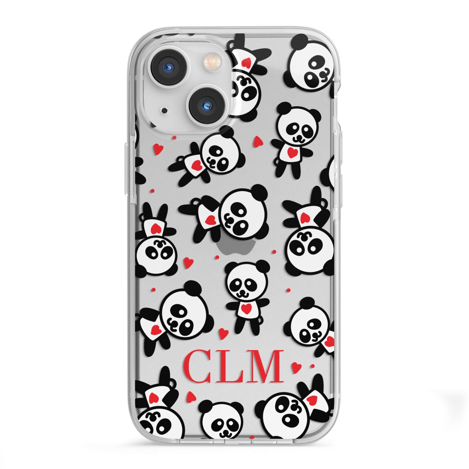 Personalised Panda Initials iPhone 13 Mini TPU Impact Case with White Edges