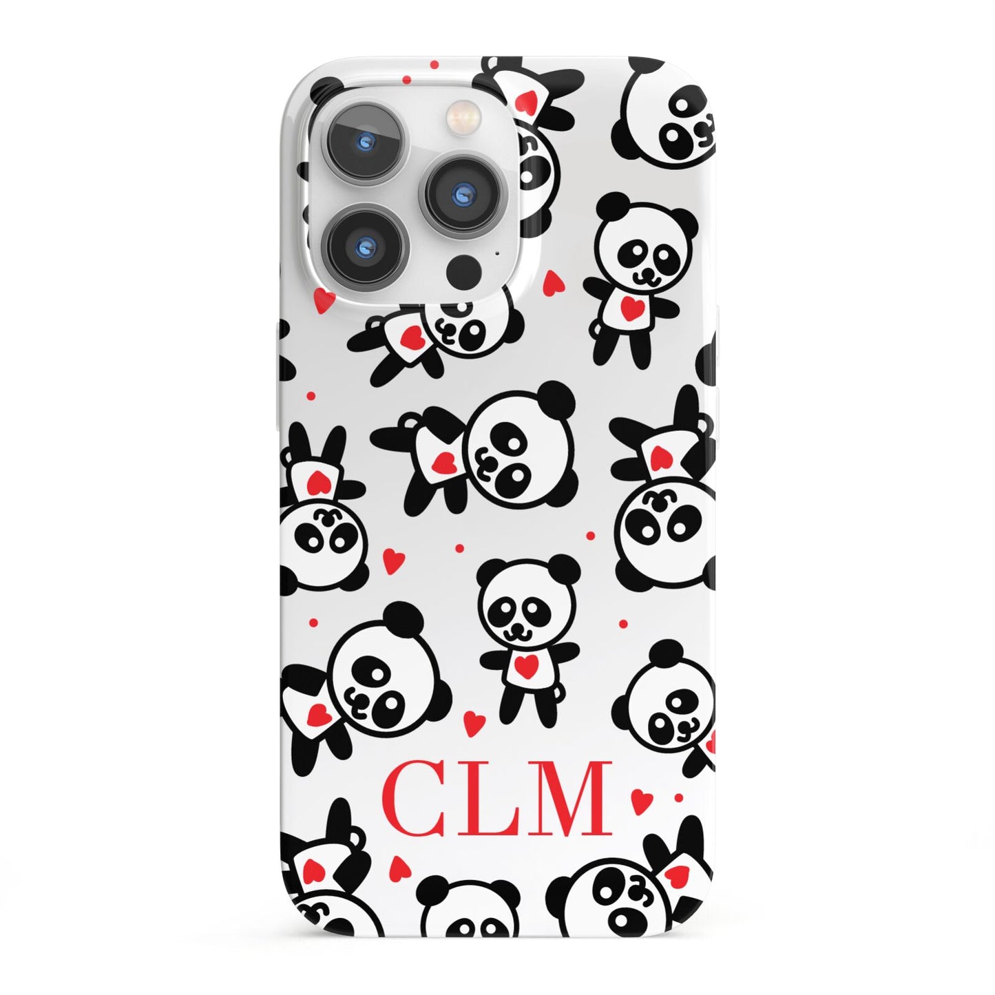 Personalised Panda Initials iPhone 13 Pro Full Wrap 3D Snap Case