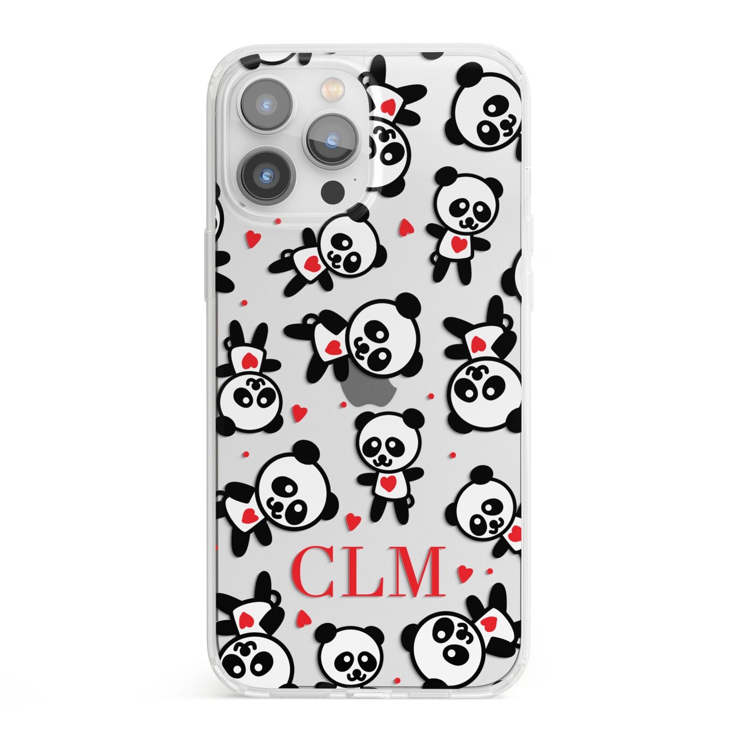Personalised Panda Initials iPhone 13 Pro Max Clear Bumper Case