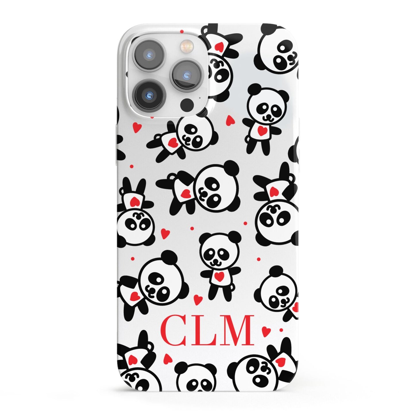 Personalised Panda Initials iPhone 13 Pro Max Full Wrap 3D Snap Case