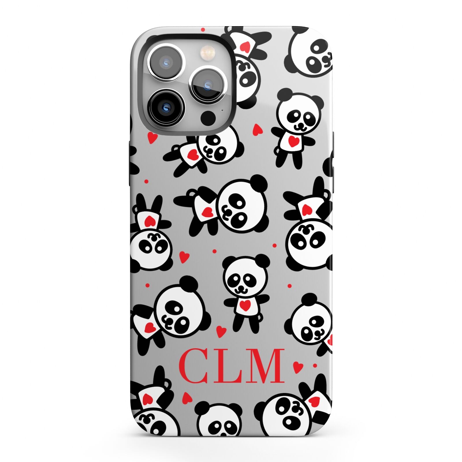 Personalised Panda Initials iPhone 13 Pro Max Full Wrap 3D Tough Case