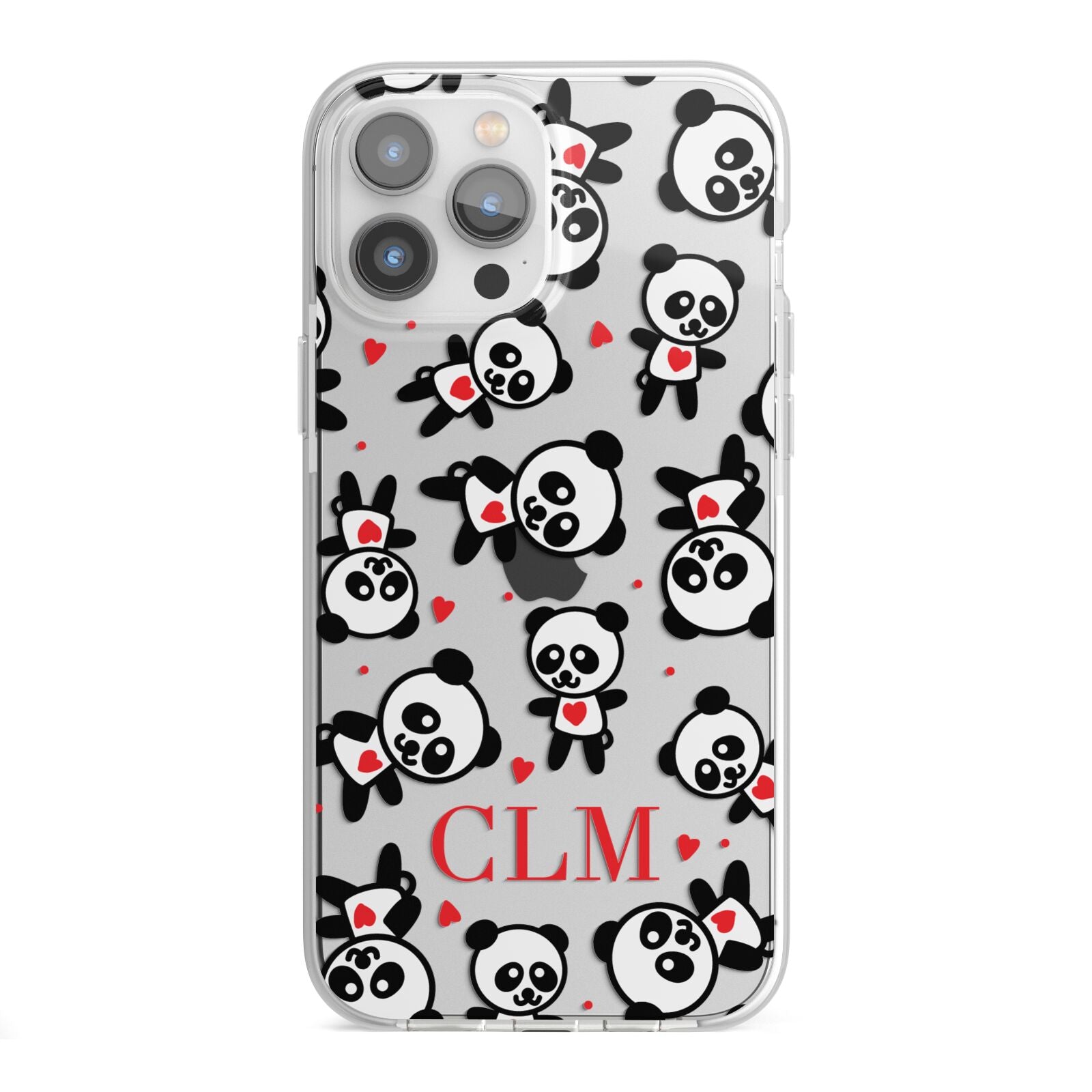 Personalised Panda Initials iPhone 13 Pro Max TPU Impact Case with White Edges