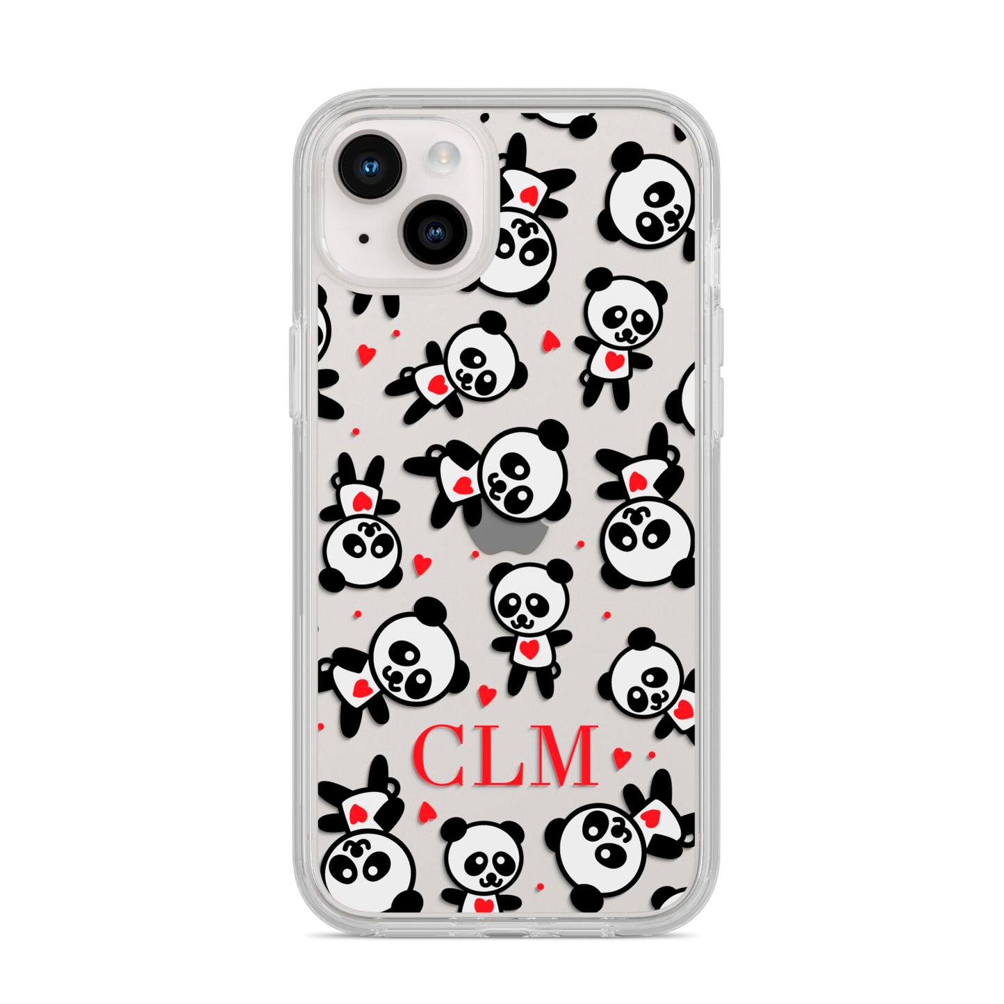 Personalised Panda Initials iPhone 14 Plus Clear Tough Case Starlight